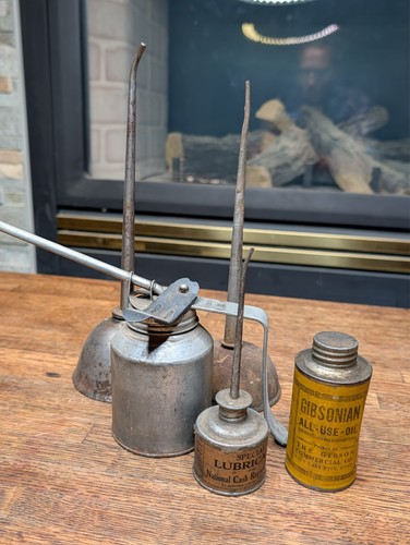 Vintage oil can lot gibsonian - can,