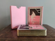 Vintage Art Deco Pink Silver Sailing Boat Deck Playing Cards Boxed Linen Grained