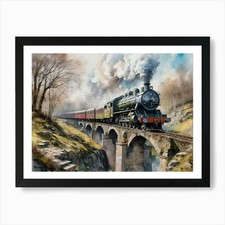 Steam Train Crossing Bridge