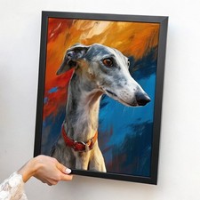 Lurcher Dog Wall Art Oil Style