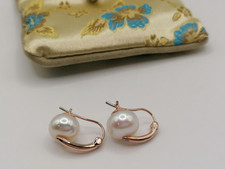 925 Sterling Rose Gold Plt. HONORA Cultured Freshwater Pearl Earrings Hinged 468