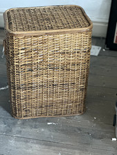 Arpan Laundry Basket Wicker Rattan Hand Woven White Basket Lining