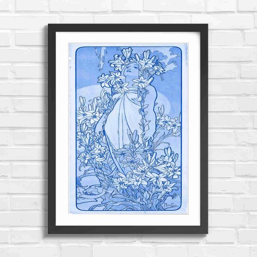 Art nouveau woman with - with, lilies