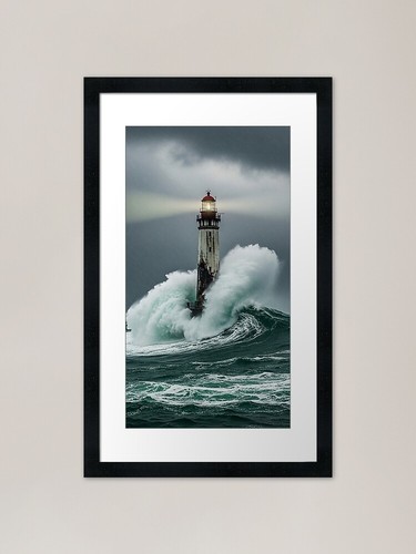 Lone lighthouse framed art - lighthouse,
