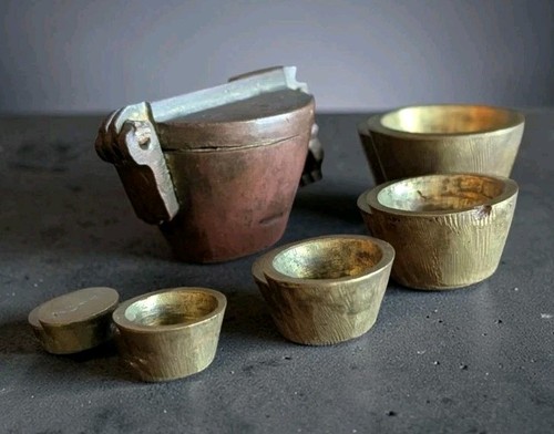 Antique brass nesting cup - brass,