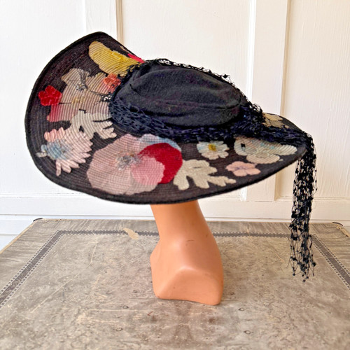 Vtg 1940s dramatic wide brim - 1940s,