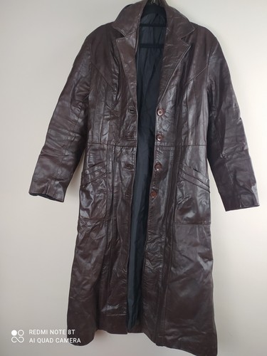 Vintage long leather coat - vintage,