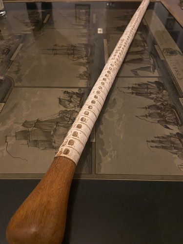 Antique walking stick shark - stick,