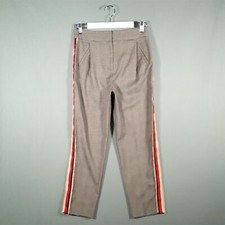 TOPSHOP Trousers Womens 10 Grey Regular Fit Straight Leg Plaid Pleated Capri