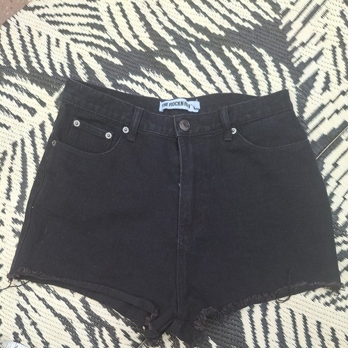 Women black jean shorts - black, size