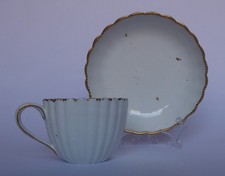Chelsea Derby porcelain cup & saucer, 1770 - 1784 conjoined 'D' & anchor mark.