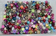 Over 500 RECLAIMED European Large Hole BEADS Metal Glass Acrylic Wood Enamel J/L