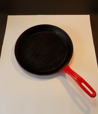 Vintage AGA Cast Iron Frying Skillet / Griddle base pan. Red Enamel 27cm