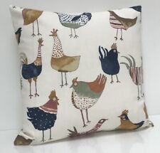 Chicken Cushion Cover DOUBLE SIDED Harriet Hen Vintage Bird Fabric 17 Inch