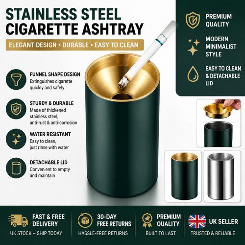 Stainless steel ashtray - stainless,