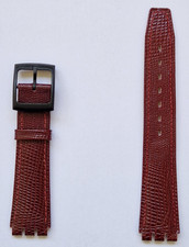 Burgundy  Leather Replacement Watch Strap  For Swatch  17mm