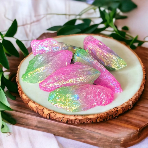 Iridescent aura quartz crystal - aura,