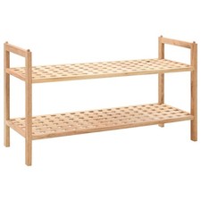 Shoe rack solid walnut wood 69x26x40 cm 2-tier latticed shelves Walnut for hall