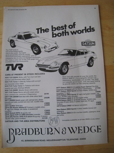 Datsun tvr bradburn - tvr, &