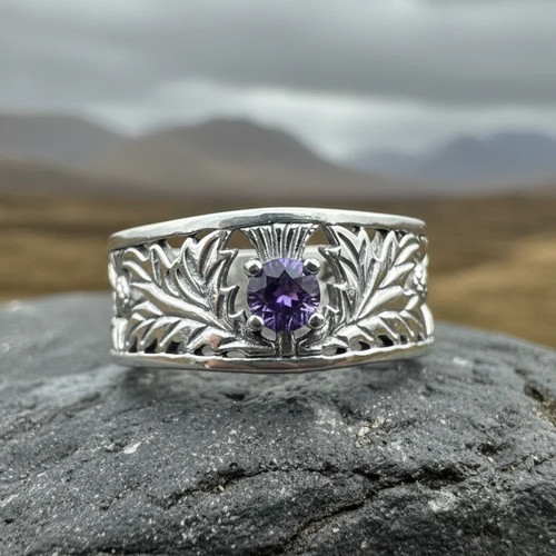 Scottish thistle band ring - band,