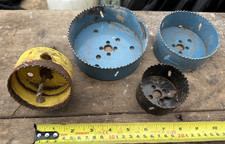 Vintage Hole Saw Set with LS Starrett Boss and 4 Bits - 70 to 127mm - GWO