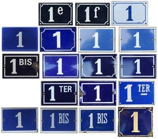 Old blue French house number 1