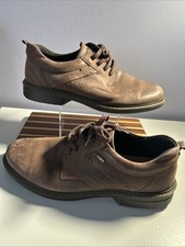 Mens Brown Leather Gore-tex Ecco Shoes Size Uk 10 Eu 44 Smart Casual Look