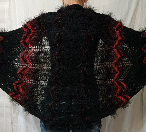 Handmade black red mohair - black,