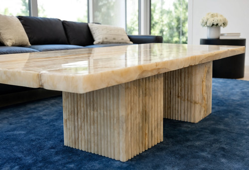 Luxury white onyx coffee table - white,