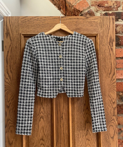 Zara houndstooth knit - knit, jacket