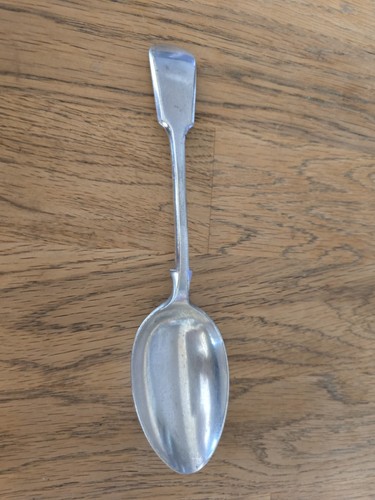 Edwardian silver serving spoon - silver,