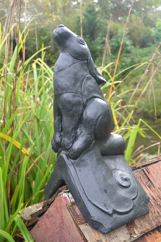 Black celtic moon gazing hare - black,