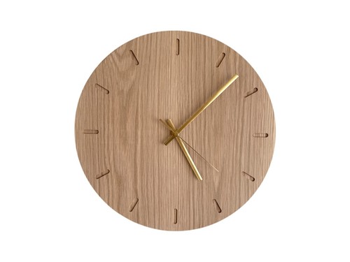 Oak wall clock - clock, solid