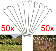 50 x Heavy Duty Galvanised Steel Tent Pegs Metal Camping Ground Sheet Anchor