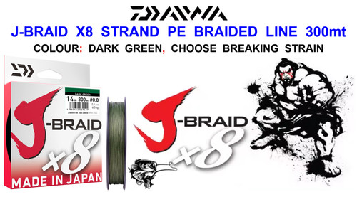 Daiwa braid 300m spool - j-braid, x8
