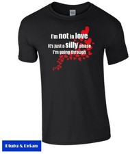 I'm not in love T-shirt 70s music song lyric Valentine heart romance 10CC homage