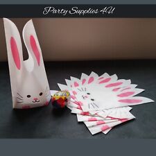 10pk Small Pink Easter bunny plastic bags Cookie/gift/sweets/treat/popcorn/eggs