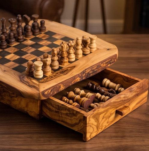 Handmade olive wood chess - handmade,