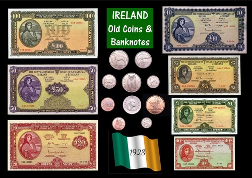 Ireland old coins banknotes - ireland,