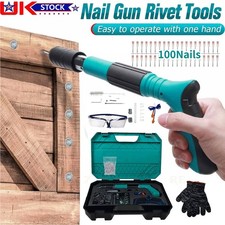 Handheld Powerful Concrete Nail Gun Air Nailer Wall Fastening Tool 100Pcs Nails