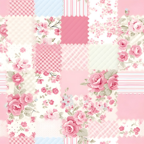 Pink patchwork roses 100 - pink, 100%