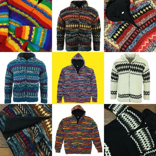 Hand knitted wool hooded - knitted,