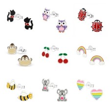 925 Sterling Silver Children's Girls Animal Stud Earrings + Gift Bag UK SELLER