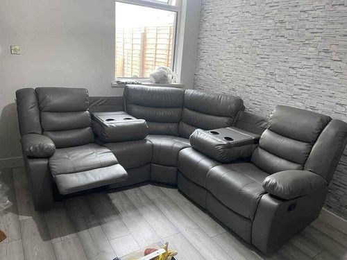 Roma grey leather recliner 2c2 - grey,
