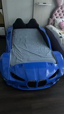 Racing Car Bed for Kids – Blue LED Lights & Sounds