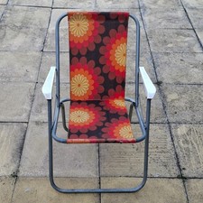 Deck Chair Vintage Floral Folding Sun Retro Campervan Plastic Arms