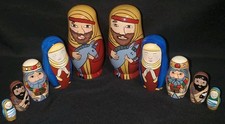 2 Sets Of Nativity-Themed Nesting Dolls, Holy Family Matryoshka Dolls, Christmas