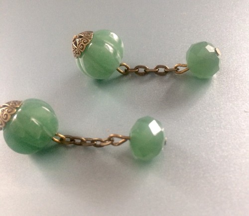 Vintage jade gilt chain - ,