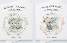 NEW BABY TWINS CARD -