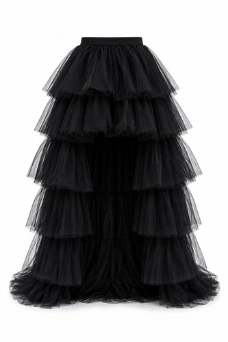 Black couture tiered high - tiered, high-low